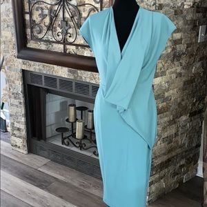ASOS Cowl Neck Aqua Body Con Dress - Sz 10